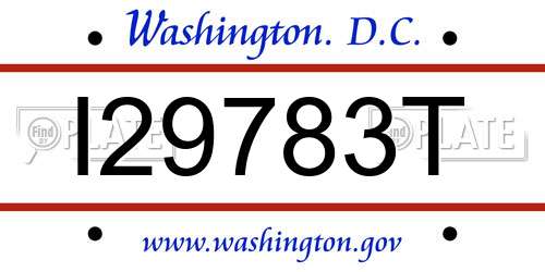 I29783T District Of Columbia License Plate
