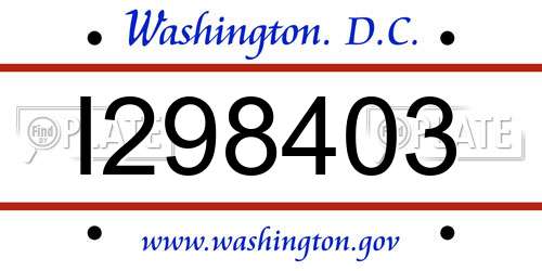 I298403 District Of Columbia License Plate