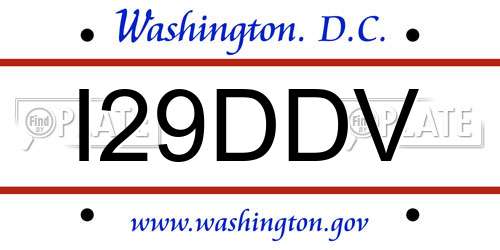 I29DDV District Of Columbia License Plate