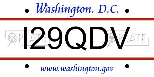 I29QDV District Of Columbia License Plate