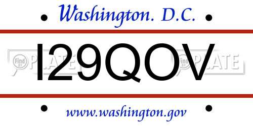 I29QOV District Of Columbia License Plate