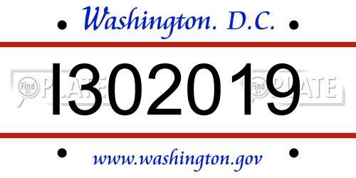 I302019 District Of Columbia License Plate