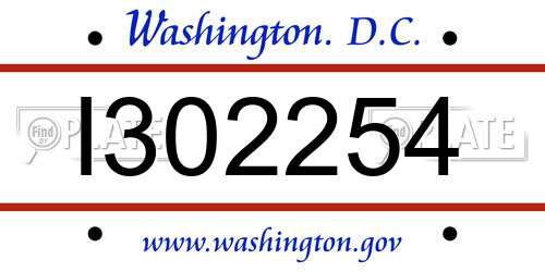 I302254 District Of Columbia License Plate