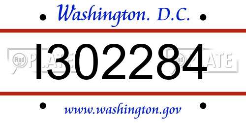 I302284 District Of Columbia License Plate