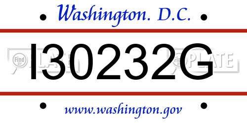 I30232G District Of Columbia License Plate