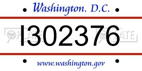 I302376 District Of Columbia License Plate