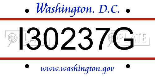 I30237G District Of Columbia License Plate