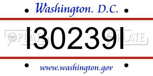 I30239I District Of Columbia License Plate
