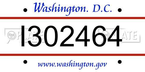 I302464 District Of Columbia License Plate