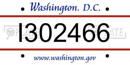 I302466 District Of Columbia License Plate