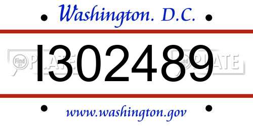 I302489 District Of Columbia License Plate