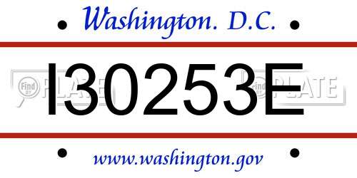 I30253E District Of Columbia License Plate