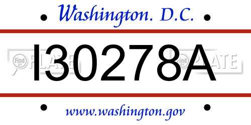 I30278A District Of Columbia License Plate
