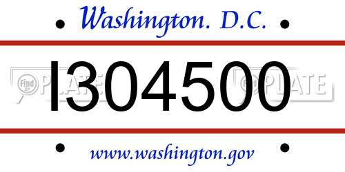 I304500 District Of Columbia License Plate