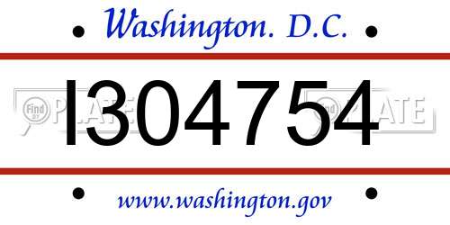 I304754 District Of Columbia License Plate