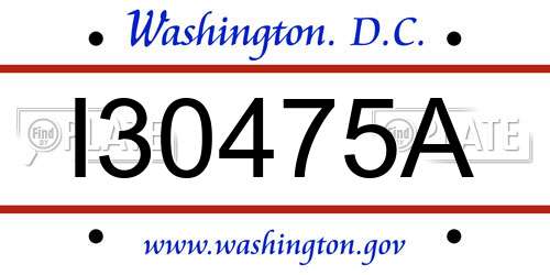 I30475A District Of Columbia License Plate