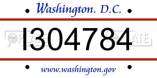 I304784 District Of Columbia License Plate