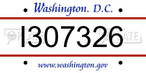 I307326 District Of Columbia License Plate