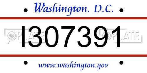 I307391 District Of Columbia License Plate