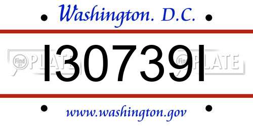 I30739I District Of Columbia License Plate