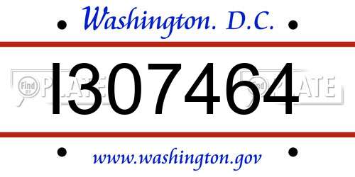 I307464 District Of Columbia License Plate