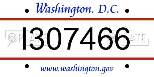 I307466 District Of Columbia License Plate