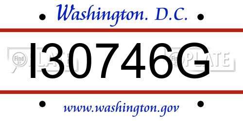 I30746G District Of Columbia License Plate