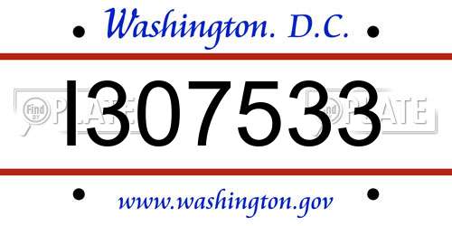 I307533 District Of Columbia License Plate