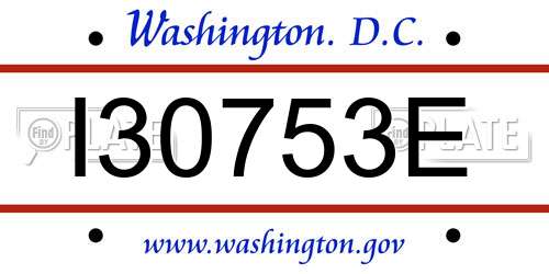 I30753E District Of Columbia License Plate