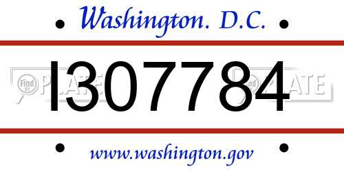 I307784 District Of Columbia License Plate