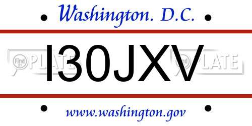 I30JXV District Of Columbia License Plate