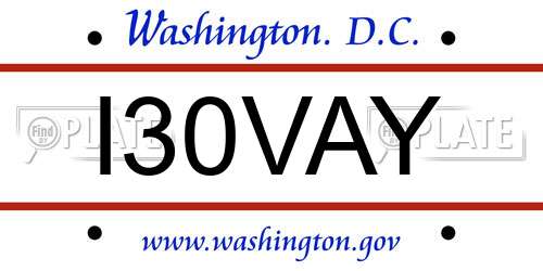 I30VAY District Of Columbia License Plate
