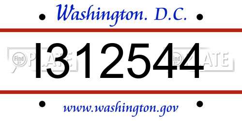 I312544 District Of Columbia License Plate