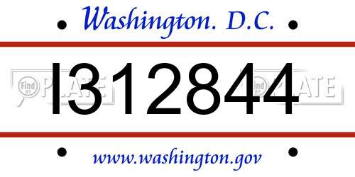 I312844 District Of Columbia License Plate