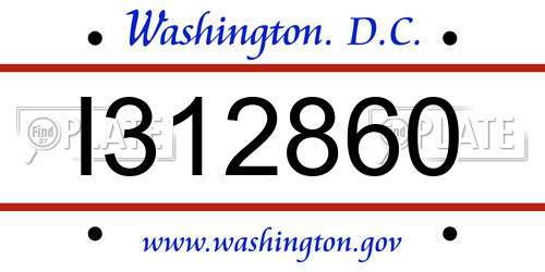 I312860 District Of Columbia License Plate