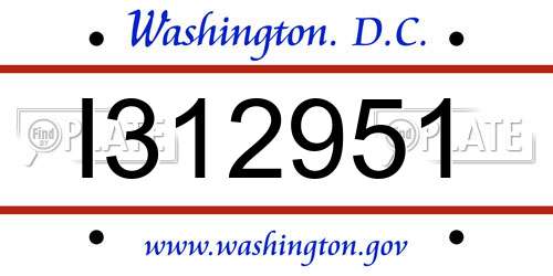 I312951 District Of Columbia License Plate