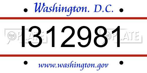 I312981 District Of Columbia License Plate