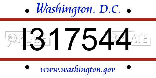 I317544 District Of Columbia License Plate