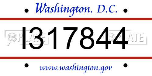 I317844 District Of Columbia License Plate