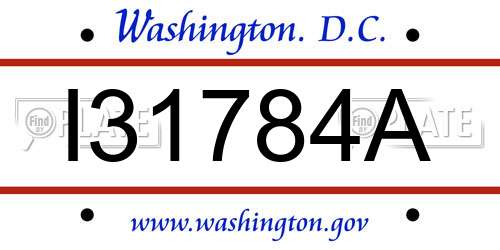 I31784A District Of Columbia License Plate