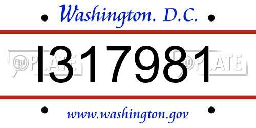 I317981 District Of Columbia License Plate