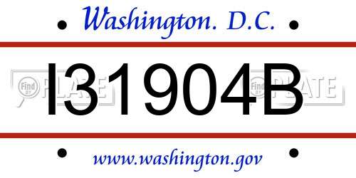 I31904B District Of Columbia License Plate