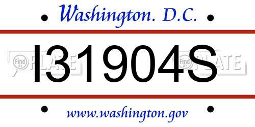 I31904S District Of Columbia License Plate