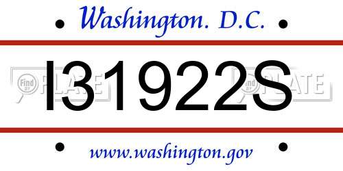 I31922S District Of Columbia License Plate