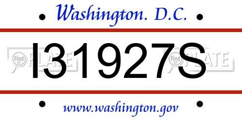 I31927S District Of Columbia License Plate