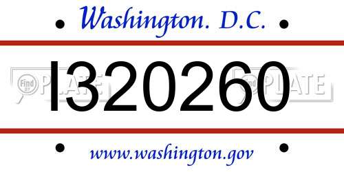I320260 District Of Columbia License Plate