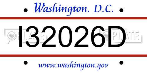 I32026D District Of Columbia License Plate