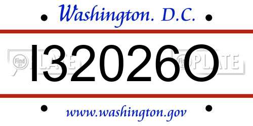 I32026O District Of Columbia License Plate
