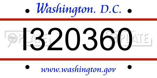 I320360 District Of Columbia License Plate