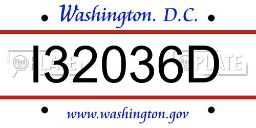 I32036D District Of Columbia License Plate